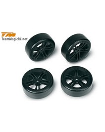 1:10 E4D Drift Pneus montés 5 Spoke Black Wheels