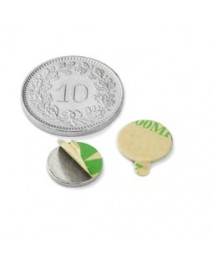 Aimant disque D10mm H1mm autocollant nickelé 4Pce