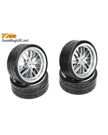 1:10 Drift Radial 2.2\" montés sur jantes 8 Spoke Silver