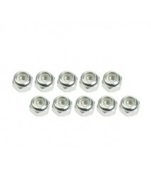 3mm Aluminum Lock Nuts Silver 10Pce