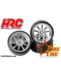 1:10 Drift montiert Chrom Felgen Sparkling Drift Fire Tire 4St